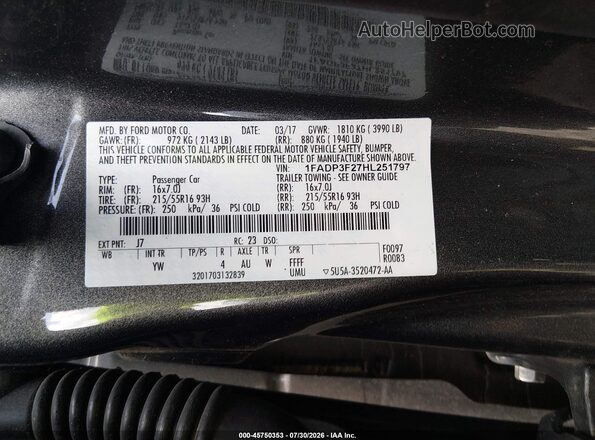 1FADP3F27HL251797 2017 FORD FOCUS Black ძრავის განყოფილების ხედი