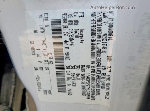 1FADP3F27HL332895 2017 FORD FOCUS White Vista del compartimento del motor