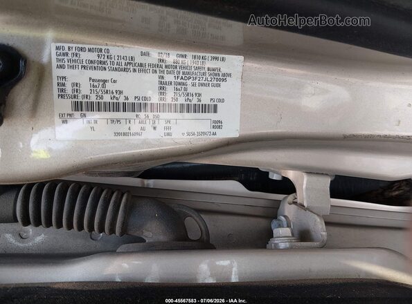 1FADP3F27JL270095 2018 FORD FOCUS Gold ძრავის განყოფილების ხედი