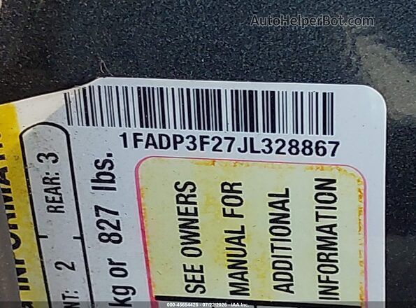 1FADP3F27JL328867 2018 FORD FOCUS Gray Widok komory silnika