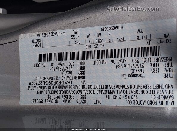 1FADP3F29GL273976 2016 FORD FOCUS Silver Շարժիչի բաժամունքի տեսք