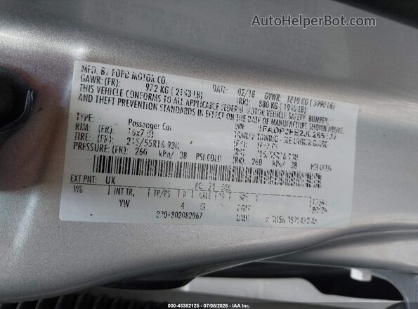 1FADP3FE2JL265137 2018 FORD FOCUS Silver ძრავის განყოფილების ხედი