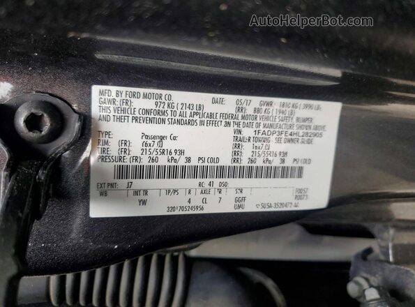 1FADP3FE4HL282905 2017 FORD FOCUS Серый Вид подкапотного пространства