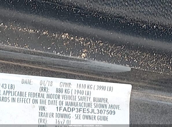 1FADP3FE5JL307509 2018 FORD FOCUS Gray Շարժիչի բաժամունքի տեսք