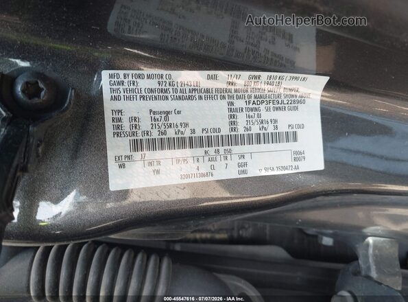 1FADP3FE9JL228960 2018 FORD FOCUS Серый Вид подкапотного пространства