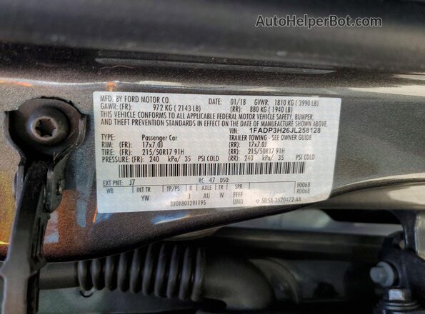 1FADP3H26JL258128 2018 FORD FOCUS Gray Widok komory silnika