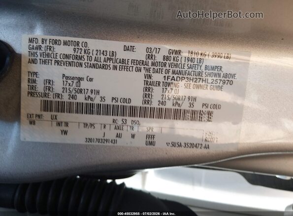 1FADP3H27HL257970 2017 FORD FOCUS Silver Widok komory silnika