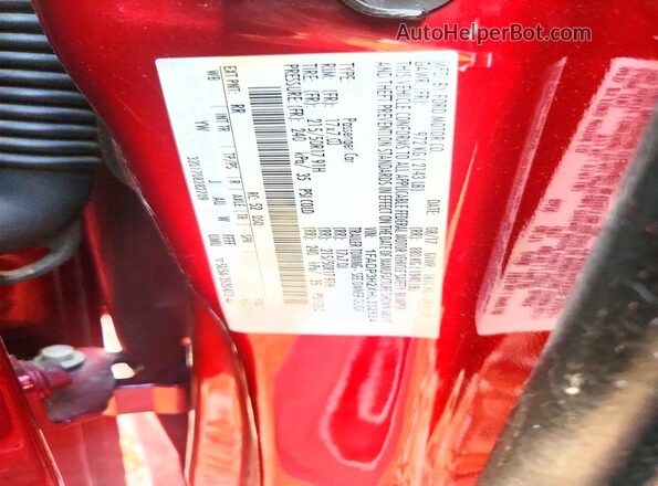 1FADP3H2XHL332824 2017 FORD FOCUS Red VIN կոդի պիտակի տեսք
