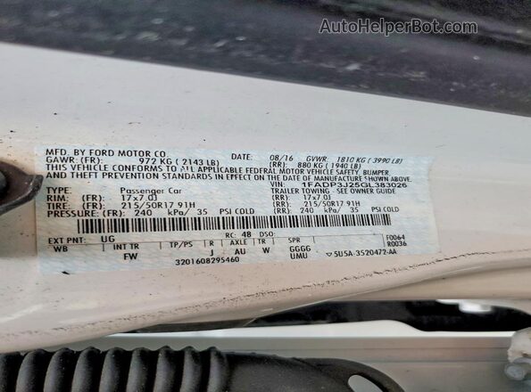 1FADP3J25GL383026 2016 FORD FOCUS White Vista del compartimento del motor
