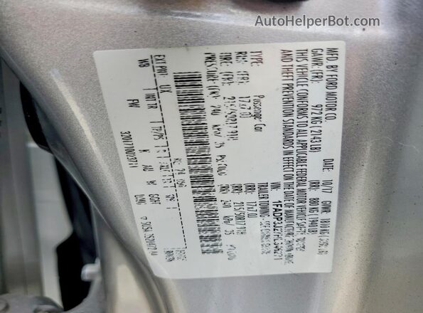 1FADP3J27HL346271 2017 FORD FOCUS Silver Вид підкапотного простору