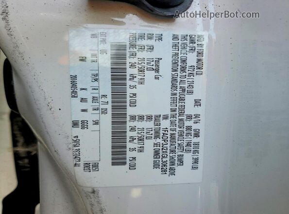 1FADP3J2XGL306281 2016 FORD FOCUS White Engine compartment view