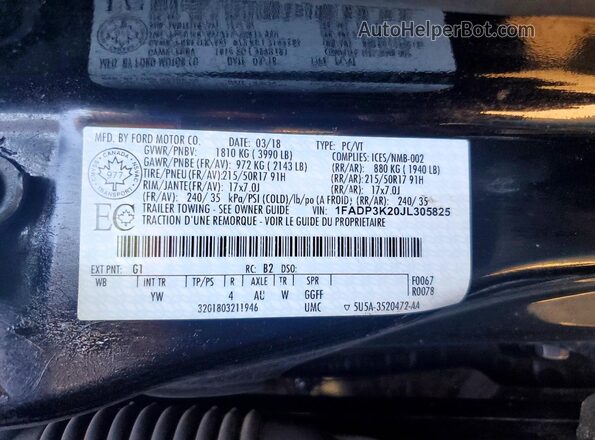1FADP3K20JL305825 2018 FORD FOCUS Black Widok komory silnika