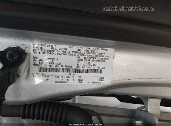 1FADP3K22GL263540 2016 FORD FOCUS Silver Շարժիչի բաժամունքի տեսք