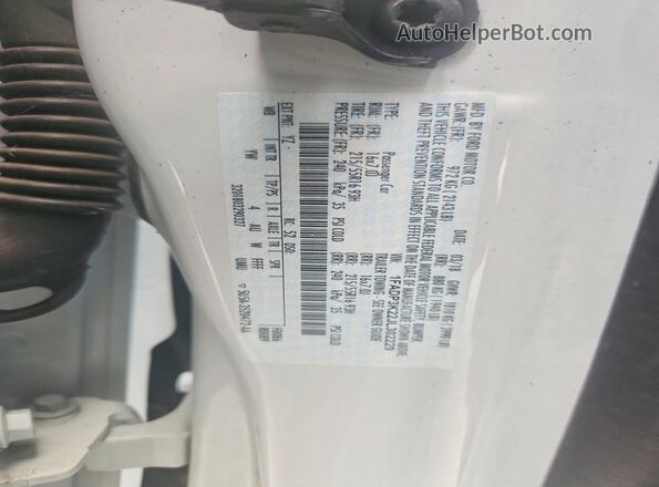 1FADP3K22JL302229 2018 FORD FOCUS White VIN კოდის სტიკერის ხედი