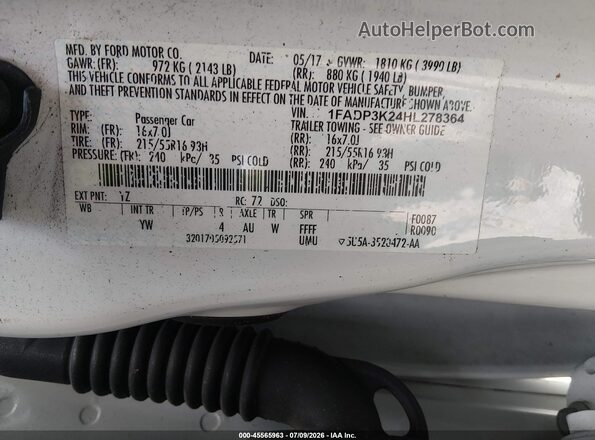 1FADP3K24HL278364 2017 FORD FOCUS White Вид підкапотного простору