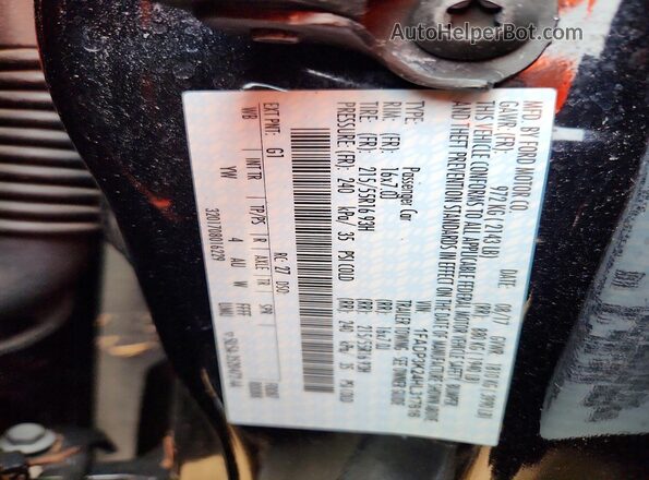 1FADP3K24HL317616 2017 FORD FOCUS Black VIN sticker view