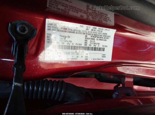 1FADP3K26HL347801 2017 FORD FOCUS Red ძრავის განყოფილების ხედი