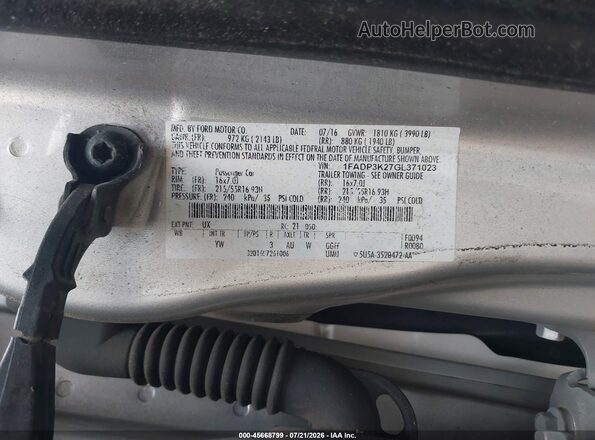 1FADP3K27GL371023 2016 FORD FOCUS Silver Vista del compartimento del motor