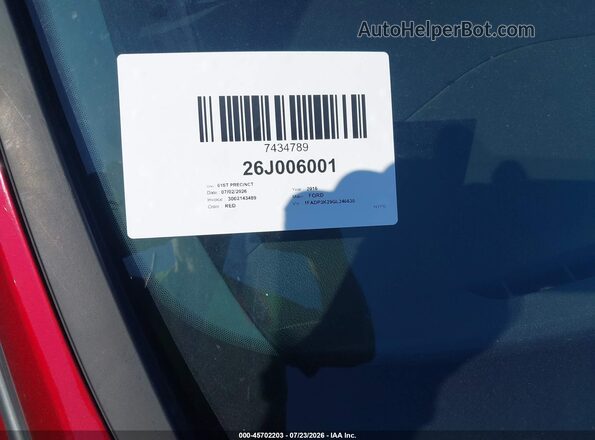 1FADP3K29GL240630 2016 FORD FOCUS Red ხელსაწყოთა პანელის ხედი