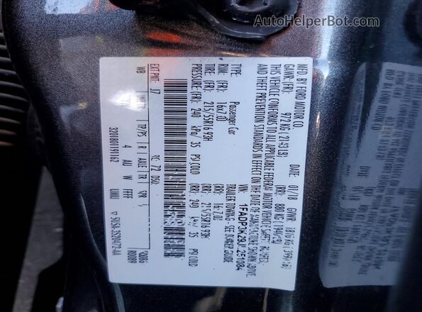 1FADP3K29JL251084 2018 FORD FOCUS Gray Widok komory silnika
