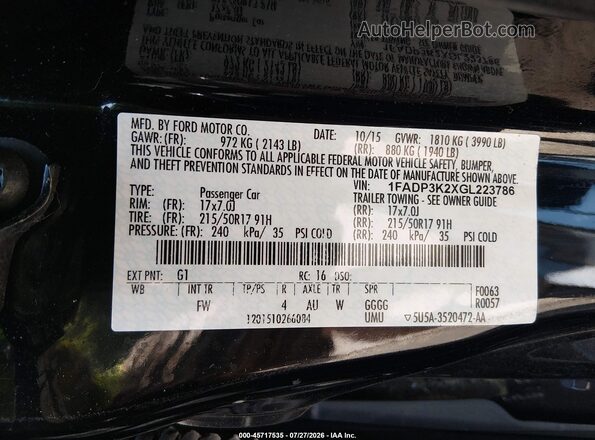 1FADP3K2XGL223786 2016 FORD FOCUS Black Вид підкапотного простору