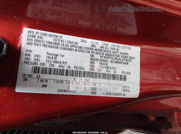 1FADP3L90JL279237 2018 FORD FOCUS ST Orange Вид підкапотного простору