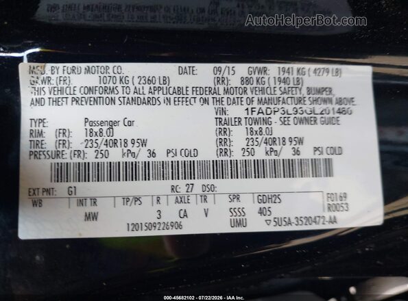 1FADP3L93GL201480 2016 FORD FOCUS ST Black Вид підкапотного простору