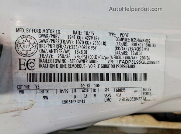 1FADP3L95GL209841 2016 FORD FOCUS Белый Вид подкапотного пространства