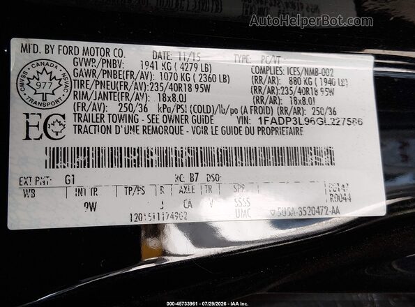 1FADP3L96GL227586 2016 FORD FOCUS ST Black Engine compartment view