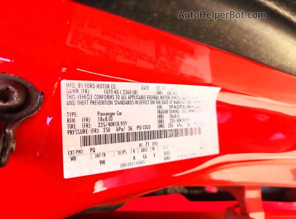 1FADP3L96HL223118 2017 FORD FOCUS Красный Вид подкапотного пространства