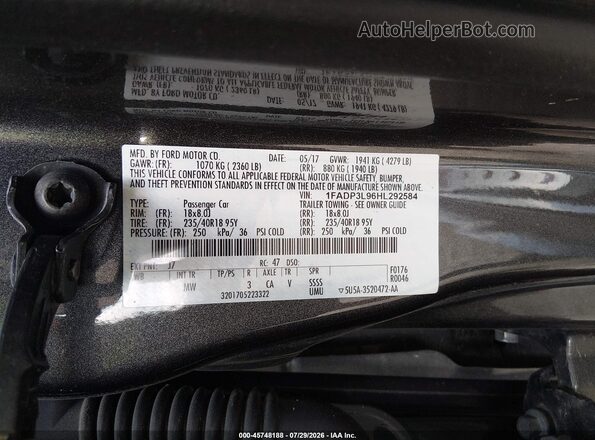 1FADP3L96HL292584 2017 FORD FOCUS ST Gray Vista del compartimento del motor
