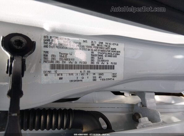 1FADP3L99GL212984 2016 FORD FOCUS ST White Вид підкапотного простору