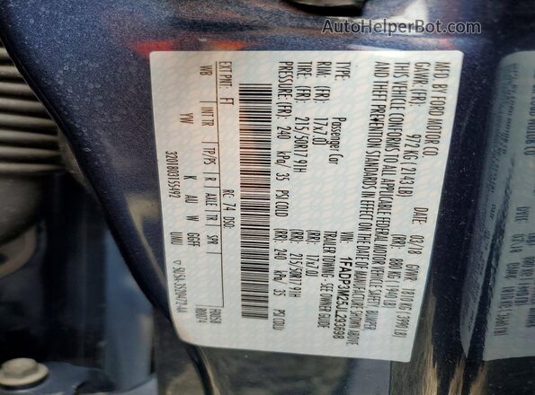 1FADP3M25JL293698 2018 FORD FOCUS Blue Vista de la etiqueta del VIN