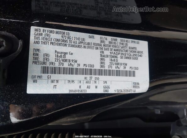 1FADP3N21GL250340 2016 FORD FOCUS Black Вид підкапотного простору