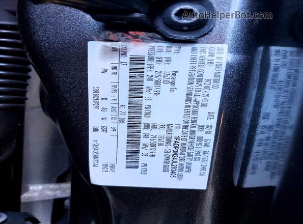1FADP3N24JL283405 2018 FORD FOCUS Gray VIN կոդի պիտակի տեսք