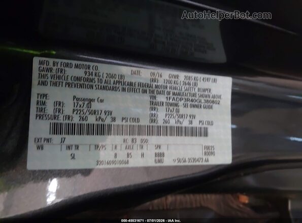 1FADP3R40GL380802 2016 FORD FOCUS ELECTRIC Серый Вид подкапотного пространства