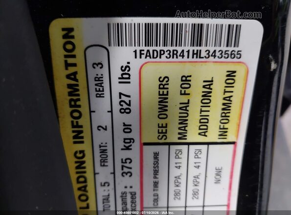 1FADP3R41HL343565 2017 FORD FOCUS ELECTRIC Black Շարժիչի բաժամունքի տեսք