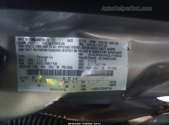 1FADP5AU6GL115664 2016 FORD C-MAX HYBRID Золотой Вид подкапотного пространства