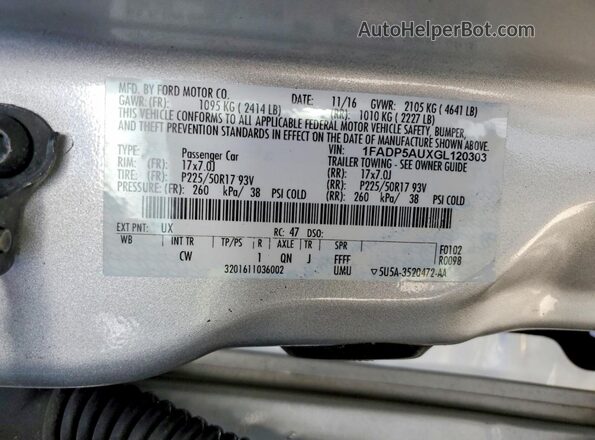 1FADP5AUXGL120303 2016 FORD C-MAX Silver VIN sticker view