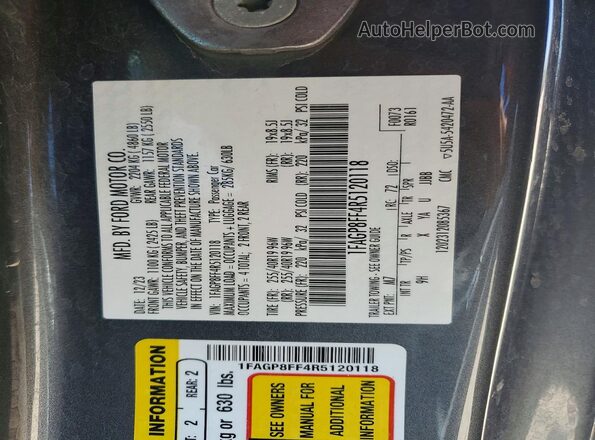 1FAGP8FF4R5120118 2024 FORD MUSTANG Silver Engine compartment view
