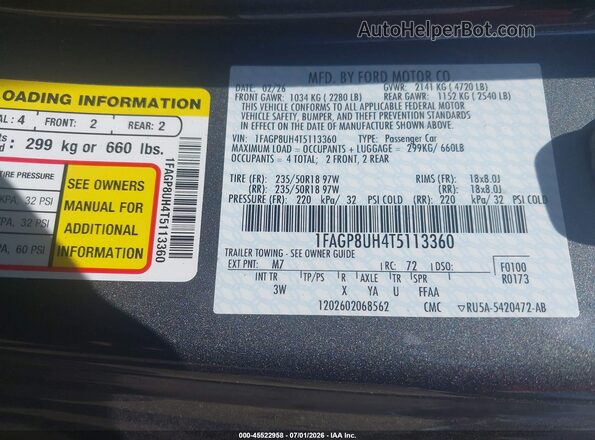 1FAGP8UH4T5113360 2026 FORD MUSTANG Gray ძრავის განყოფილების ხედი