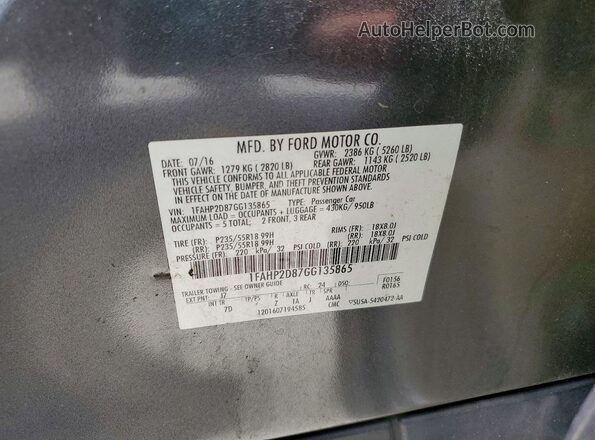 1FAHP2D87GG135865 2016 FORD TAURUS Gray Engine compartment view
