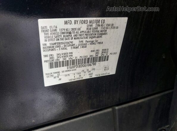 1FAHP2E82GG106790 2016 FORD TAURUS Black ძრავის განყოფილების ხედი