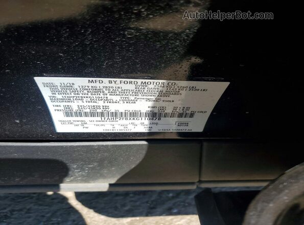 1FAHP2F8XKG110478 2019 FORD TAURUS Black Շարժիչի բաժամունքի տեսք