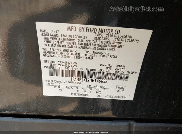1FAHP2KT2HG146653 2017 FORD TAURUS Black Widok komory silnika