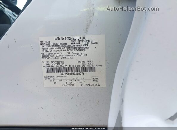 1FAHP2L87HG100276 2017 FORD POLICE INTERCEPTOR White Engine compartment view