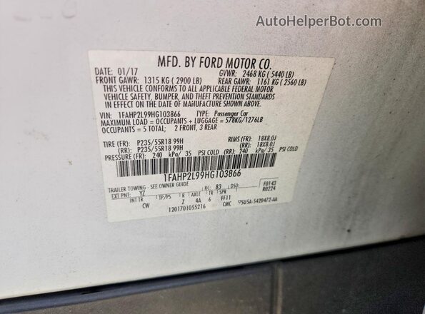 1FAHP2L99HG103866 2017 FORD TAURUS Black Widok komory silnika