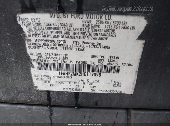 1FAHP2MK2HG119098 2017 FORD POLICE INTERCEPTOR Black Vista del compartimento del motor