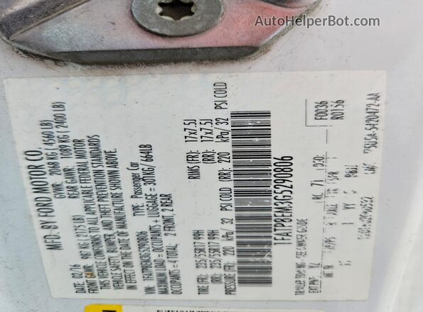 1FATP8EM3G5290806 2016 FORD MUSTANG White Vista del compartimento del motor