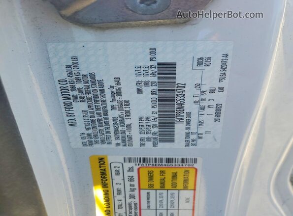 1FATP8EM4G5334702 2016 FORD MUSTANG Белый Вид подкапотного пространства